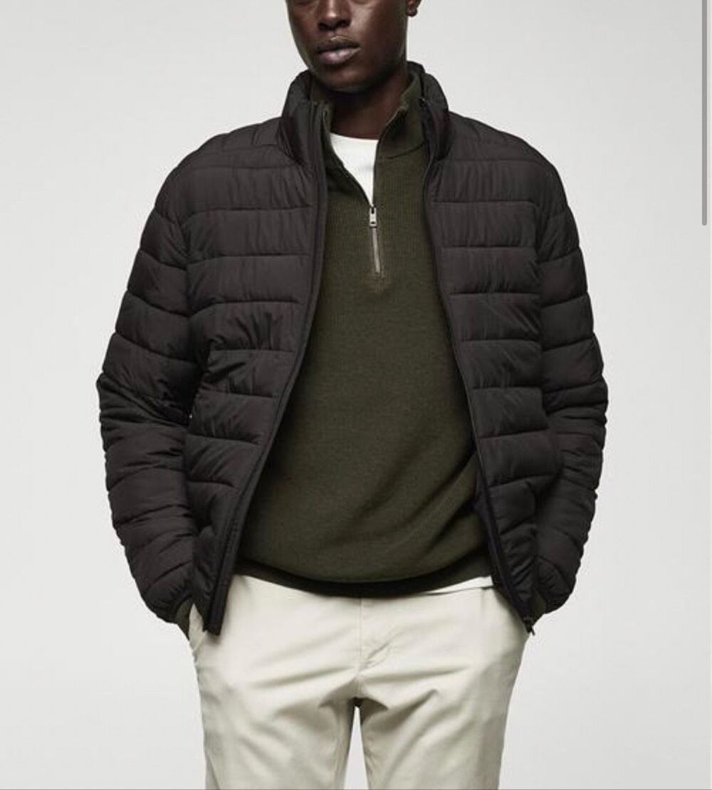 Mango $120 Gorry Slim Fit Puffer Jacket Ultra Light black size Mens XL NEW